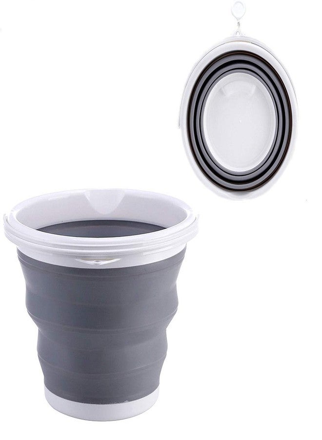 DLD FlexWare Collapsible Bucket with Strong, Flexible, Compact, BPA Free Design and Sturdy Handle for Hiking, Backpacking, Camping and Outdoor Survival 10L(Gray) - Image 1